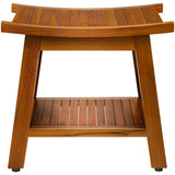 TEAKMAMA 21 Inch Teak Shower Bench with Storage Shelf and Handles, Teak Wood Shower Stool & Spa, Waterproof Shower Bench for Indoor and Outdoor Use, Bathroom Stools for Adults Sitting TEAKMAMA