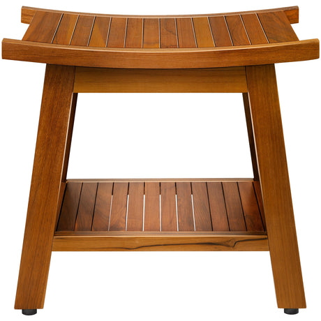 TEAKMAMA 21 Inch Teak Shower Bench with Storage Shelf and Handles, Teak Wood Shower Stool & Spa, Waterproof Shower Bench for Indoor and Outdoor Use, Bathroom Stools for Adults Sitting TEAKMAMA