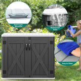 YITAHOME Outdoor Horizontal Storage Shed with X-Shaped Lockable Door, 35 Cu Ft Weather Resistant Resin Tool Shed w/o Shelf, Ideal for Bike, Trash Cans, Garden Tools, Lawn Mowers, Dark Gray YITAHOME