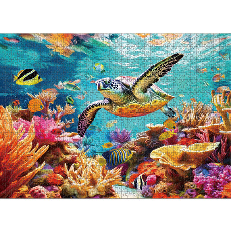 takfot Puzzles for Adults 1000 Pieces - Ocean Beach Sea Turtle Coral - 1000 Piece Puzzles with Letters on Back - Jigsaw Puzzles 1000 Pieces for Fun Game Nights - 27.6" L X 20.5" W, 1:1 Poster takfot