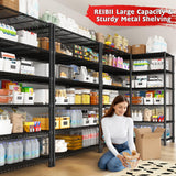 REIBII 6 Tier Wire Shelving,1800LBS Storage Shelves Metal Shelves for Storage Rack,75''H Adjustable Garage Shelving Heavy Duty Shelving Units Pantry Shelf Kitchen,75''HX35.5''WX18''D REIBII