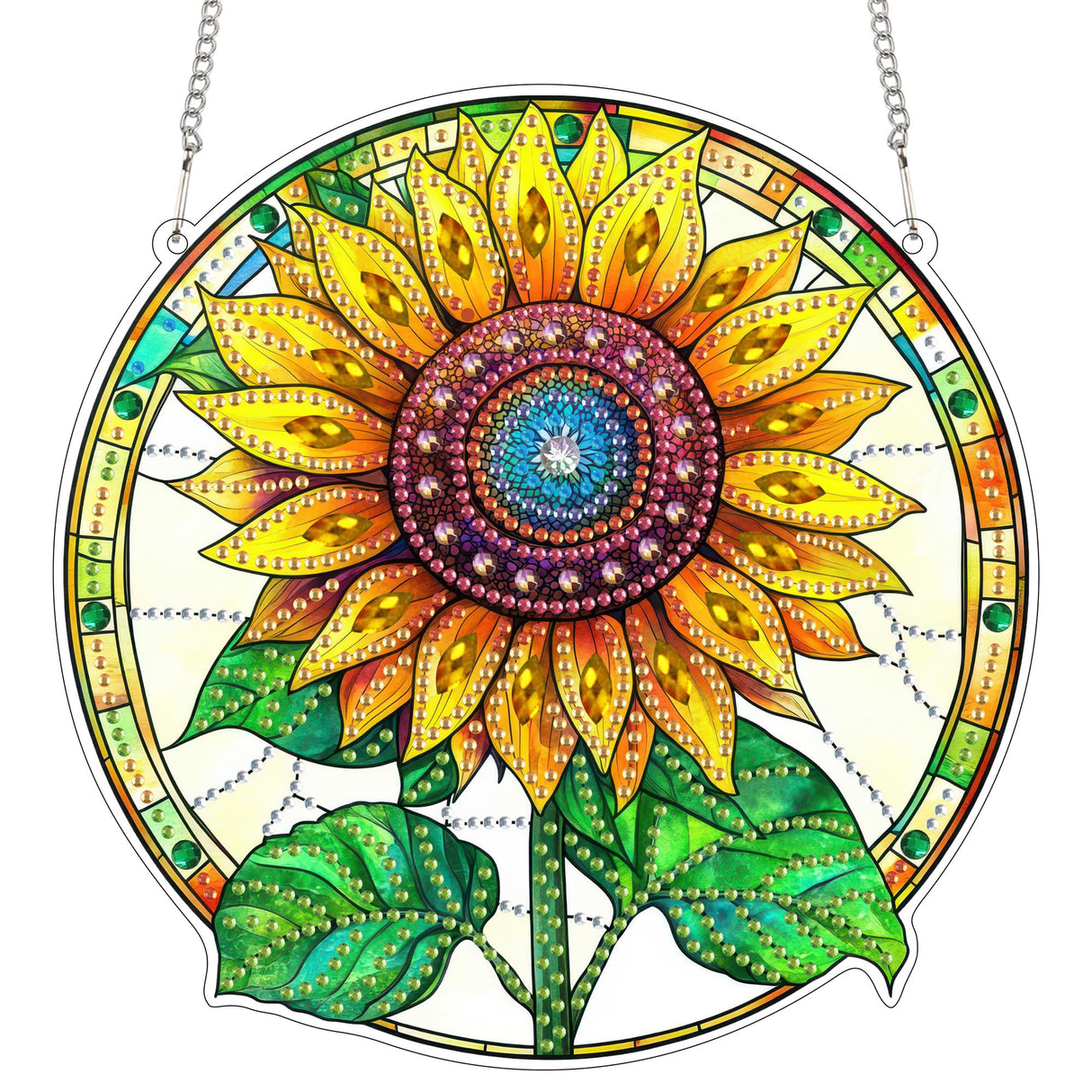 SKRYUIE Hanging Diamond Art Kits for Adults Pendant Sunflower, Special Shaped Crystal DIY Diamond Painting Kit, Acrylic Board Wreath Pendants Double Sided, Home Decor 7.6 x 7.6 Inch SKRYUIE