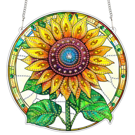 SKRYUIE Hanging Diamond Art Kits for Adults Pendant Sunflower, Special Shaped Crystal DIY Diamond Painting Kit, Acrylic Board Wreath Pendants Double Sided, Home Decor 7.6 x 7.6 Inch SKRYUIE