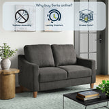 Serta® Armstrong 52" Soft Modern Sofa, Sloped Track Arms, Solid Wood Legs, Easy Assembly, Dream Coil® Comfort, Soft Woven Polyester Fabric, Gray Serta