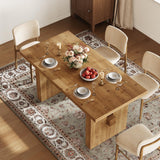 TRIBEWOOD 63 Inch Farmhouse Dining Table, Large Solid Wood Kitchen Table for 6, Rectangular Wood Dinner Table for Dining Room, Living Room, Easy Assembly, Heavy Duty Legs, Light Brown TRIBEWOOD