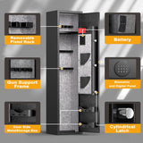 Greenvelly 6-8 Gun Safe for Rifles and Pistols, Rifle Safe with Keyboard Lock, Gun Cabinet for Rifles and Shotguns, Quick Access Fireproof Gun Safe with Pocket and Gun Rack for Home, Black Greenvelly