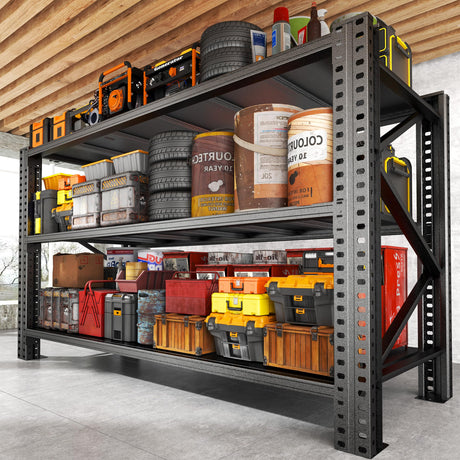 Storage Rack, Heavy Duty Metal Garage Shelving, 5 Tier Adjustable Utility Shelf, Industrial Storage Rack For Garage, Storage Racks Organizer for Basement and Workshop, 51.2"W×47.2"H×23.6"D, Black Notmise