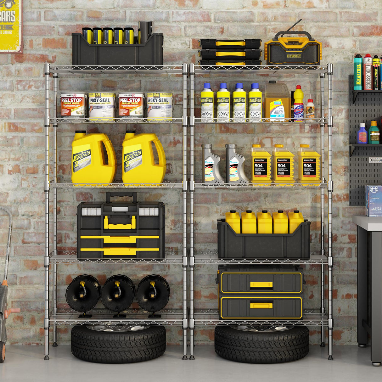 WEI WEI GLOBAL 5-Tier Metal Wire Shelving Unit, Adjustable Utility Storage Standing Rack Organizer Cabinet for Garage Laundry Bathroom Kitchen Closet -29" W x 13" D x 59" H, Silver Gray WEI WEI GLOBAL