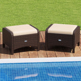Tangkula 2 Pieces Outdoor Patio PE Wicker Ottomans with Removable Cushions, Outdoor Furniture for Additional Seating, Footrest and Side Table, Outdoor Footstools for Porch, Garden and Backyard (Beige) Tangkula