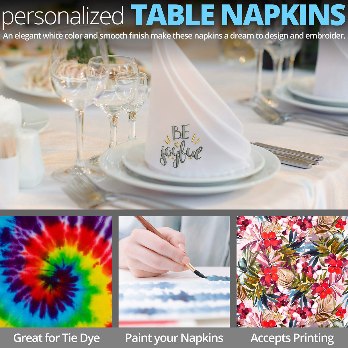 White Cotton Napkins Cloth 20 x 20 Oversized 100% Natural Bulk Linens for Dinner, Events, Weddings by Aunti Em's Kitchen, Set of 12 Aunti Em's Kitchen