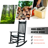 HOMESTEAD Wooden Rocking Chair Outdoor Furniture - Acacia Solid Wood Black Rocking Chair Front Porch Furniture - FSC Certified Hardwood Indoor & Outdoor Adirondack Rocking Patio Rocker Porch Chairs HOMESTEAD