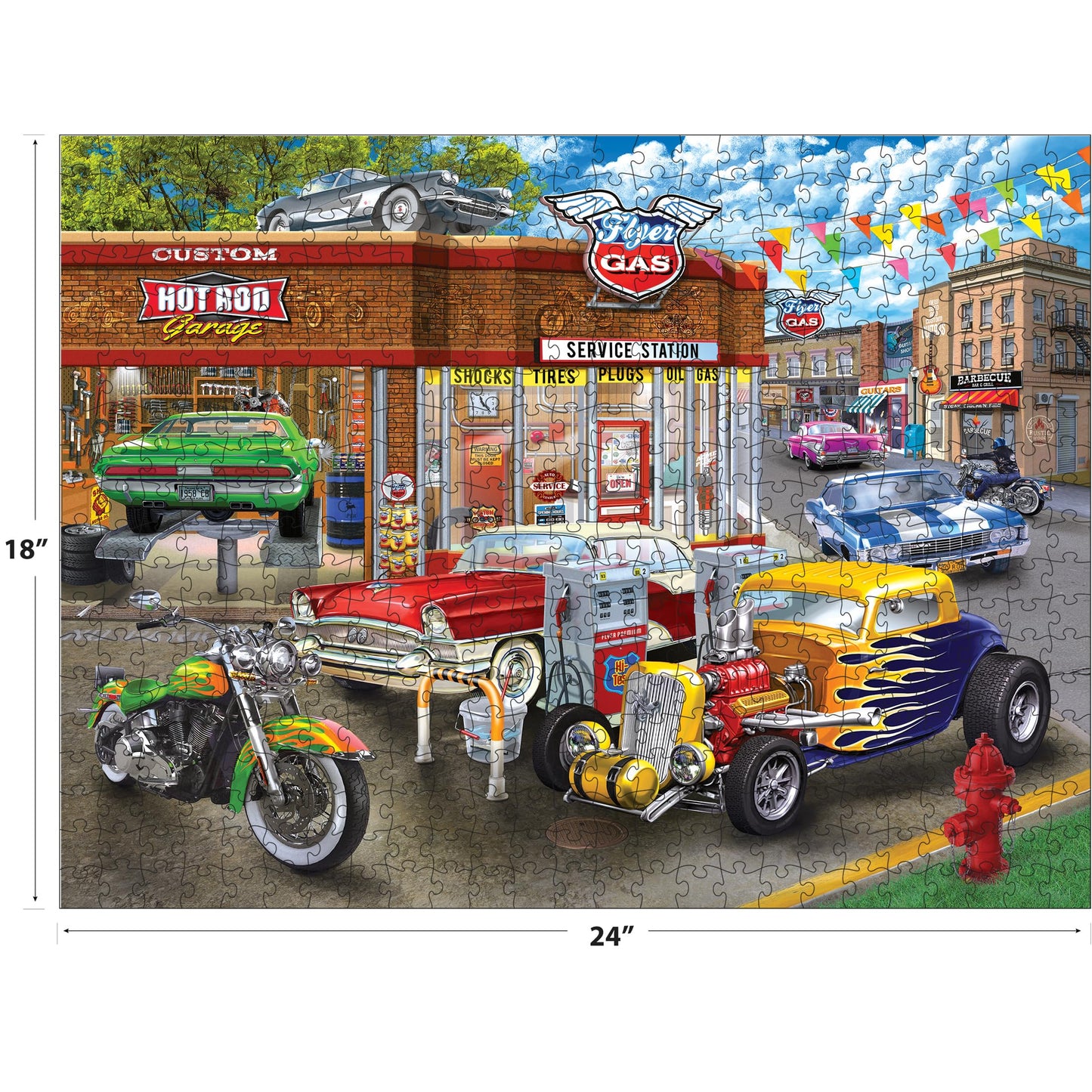 RoseArt - American Nostalgia - Hot Rod Garage - 550 Piece Jigsaw Puzzle for Adults