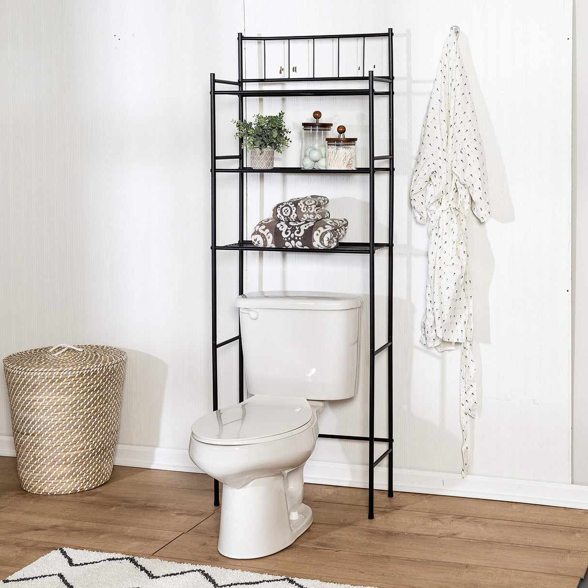 Honey-Can-Do 3 tier Over-The-Toilet Space Saver Shelving Unit, Black BTH-09022 Black Honey-Can-Do