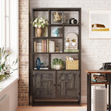 IRONCK Bookshelves and Bookcases, 71inch 6 Tiers Tall Bookcase with Storage Cabinet, 35.4in Wide Book Shelf with Doors and Adjustable Shelves, Industrial Bookshelf for Home Office, Living Room IRONCK