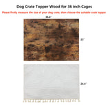 VIE DE AMAN Dog Crate Topper Wood for 48 42 36 24 inch Cages, Dog Crate Table Topper with Tassel Curtain, Rustic Style Dog Kennel Topper, Rustic Brown(Dog Crate Not Include) VIE DE AMAN