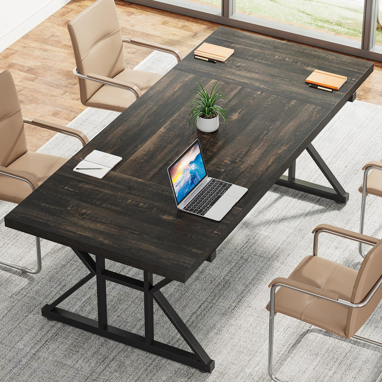 Tribesigns 70.8-Inch Executive Desk, Large Computer Office Desk Workstation, Modern Simple Style Laptop Desk Study Writing Table Business Furniture for Home Office (Black Oak, 70.8 Inch) Tribesigns