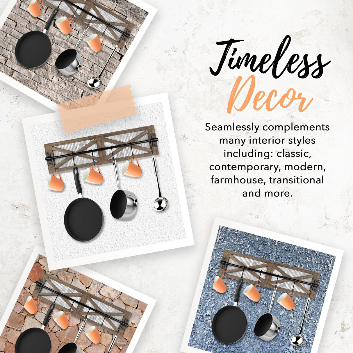 Autumn Alley Rustic Coat Rack Wall Mount – Multi-Purpose Farmhouse Wood and Metal Coat Hooks Wall Mount for Entryway, Bathroom, or Kitchen Autumn Alley