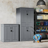 EHHLY Heavy Duty Tall Storage Cabinet Outdoor Weatherproof, 28 Cuft Garage Storage Cabinet with 4 Adjustable Shelves, Lockable Kitchen Pantry Closer Organizer, 31Wx23Lx66H, Sage Grey EHHLY