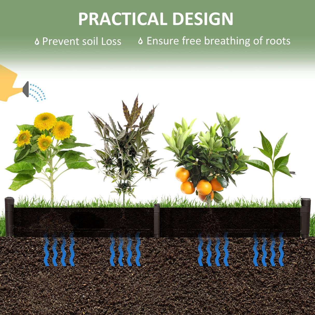 Outsunny 48" x 24" Raised Garden Bed Kit, Divisible Planting Box DIY Garden Elevated Planter for Outdoor & Indoor Backyard, Wood Imitating Grain, Easy Assembly, with 6 Stakes, Brown Outsunny