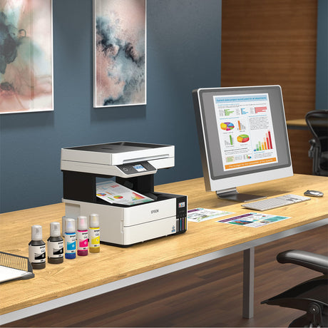 Epson EcoTank Pro ET-5150 Wireless Color All-in-One Supertank Printer with Scanner, Copier, Plus Auto Document Feeder, Large, White Epson