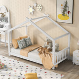Merax Twin Kids House Bed Frame – Charming Wood Design with Headboard & Footboard in White Merax