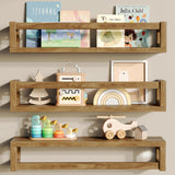 TidyCorner Upgraded Thick Floating Shelves - Multi-Use Wall-Mounted Bookshelves for Kids and Nursery, Ideal for Books, Toys, Spice Rack, Decor - Walnut Brown TidyCorner