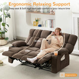 Sofetura Oversized Loveseat Recliner Sofa, Big Large Reclining Sofa with Cup Holders & Side Pockets, Traditional 2-Seater Manual Recliner Couch for Living Room, RV, Home Theater (Fabric, Brown) Sofetura