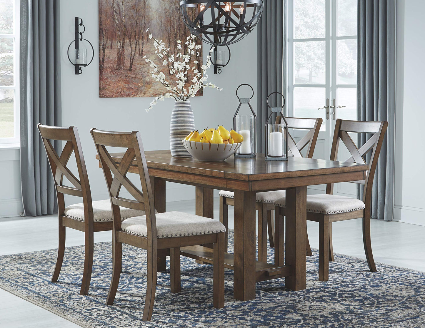 Signature Design by Ashley Moriville Farmhouse 36” x 30” Dining Extension Table, Seats up to 8, Brown - WoodArtSupply