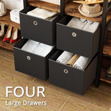 IRONCK Garment Racks with Shelves 4 Drawers and 8 Hooks Heavy Duty Closet Organizer for Hanging Clothes, Freestanding Closet Wardrobe Rack, Vintage Brown IRONCK