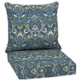 Arden Selections Outdoor Deep Seat Cushion Set, 24 x 24, Rain-Proof, Fade Resistant, Deep Seat Bottom and Back Cushion for Chair, Sofa, and Couch, 24 x 24, Sapphire Aurora Blue Damask Arden Selections