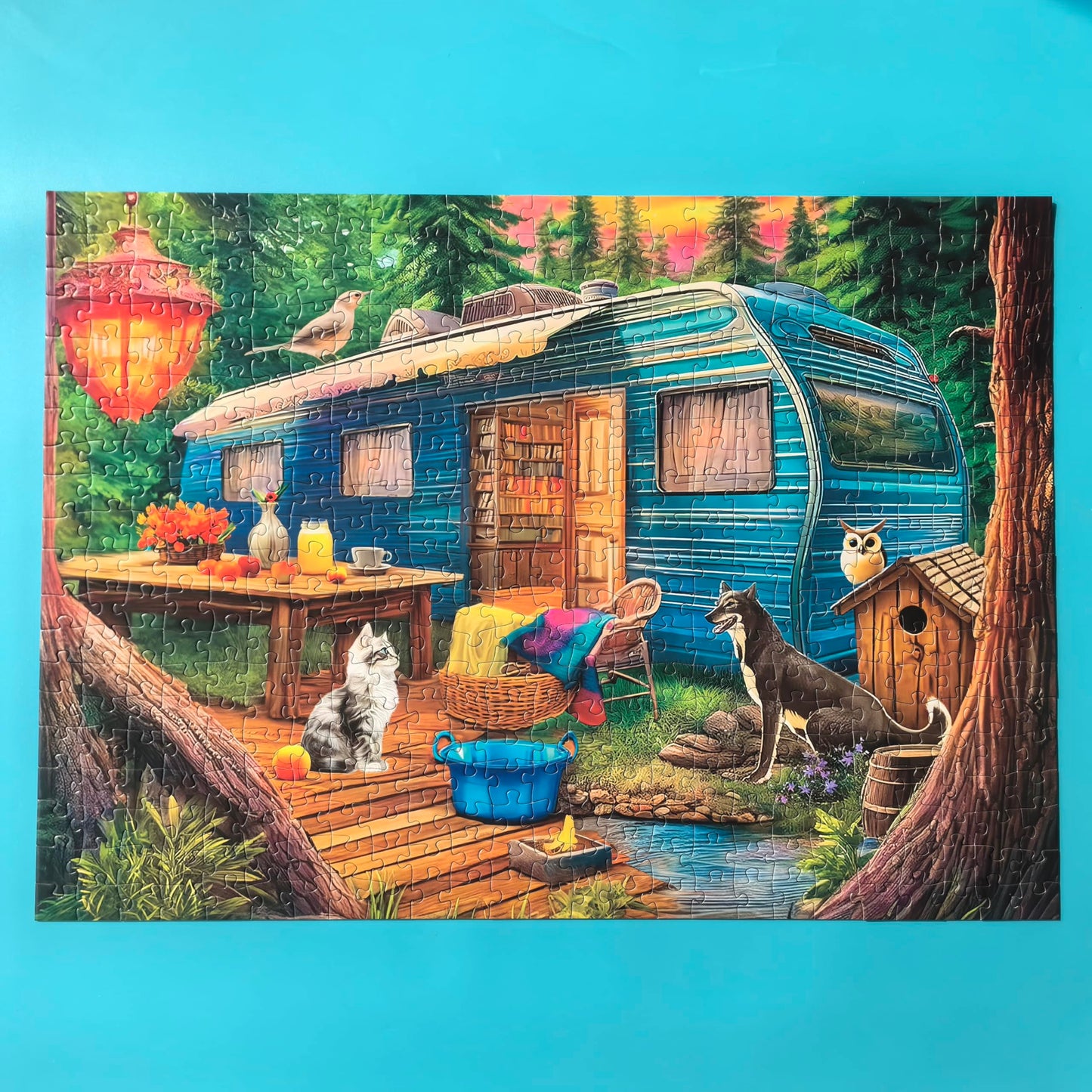 500 Piece Puzzles for Adults - Difficult Jigsaw Puzzles for Adults Challenging - Woodland Caravan Camping