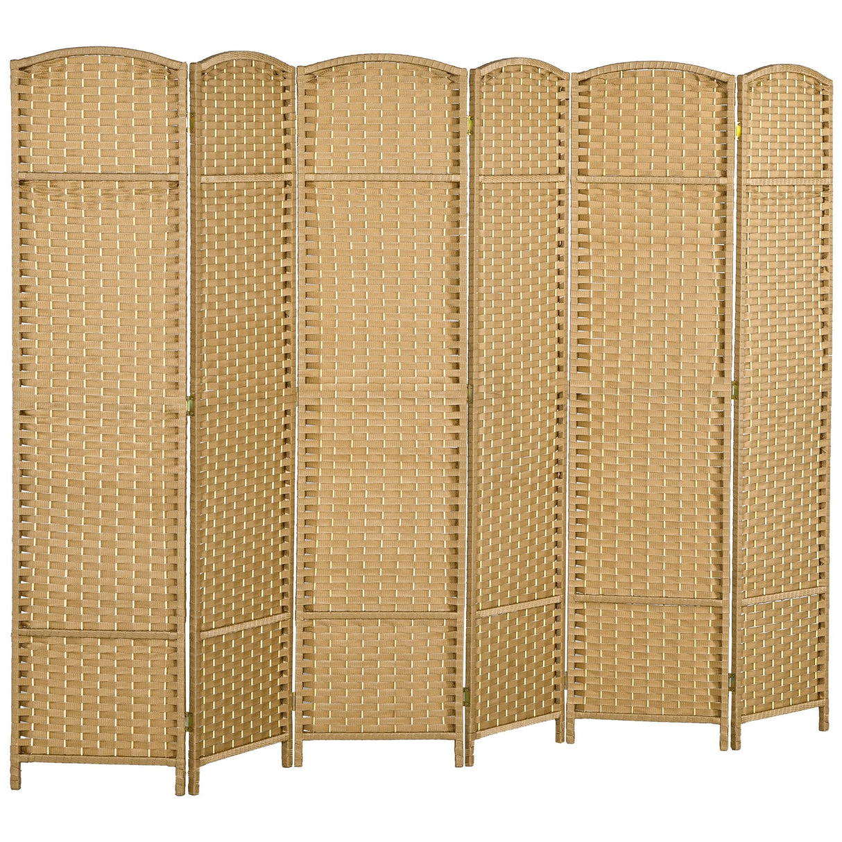 HOMCOM Room Divider, 6 Panel Folding Privacy Screen, 5.6' Tall Freestanding Wall Partition for Home Office, Bedroom, Nature Wood HOMCOM