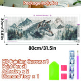 SKRYUIE 5D Large Diamond Painting Kits Wolf - DIY Diamond Art Kits for Adults Scenery, Full Round Drill - Crystal Embroidery Cross Stitch - Craft for Wall & Office Decor - 12x30 inch / 30x80 cm SKRYUIE