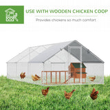 PawHut Large Chicken Coop Metal Chicken Run with Waterproof and Anti-UV Cover, Spire Shaped Walk in Fence Cage Hen House for Outdoor and Yard Farm Use, 1" Tube Diameter, 9.8' x 19.7' x 6.6' PawHut