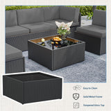 AECOJOY 7 Piece Outdoor Patio Furniture Set, Outdoor Sectional Conversation Furniture Chair with Coffee Table,Patio Sectional for Garden,Backyard(Grey Cushions and Black PE Rattan) AECOJOY