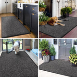 Mibao Front Door Mat, Dirt Trapper Welcome Mat for Outdoor Indoor, Non-Slip Waterproof Doormat, Durable Machine Washable Low Profile Entry Rug for Back Door Outside Patio Porch, 30" x 18", Grey Mibao