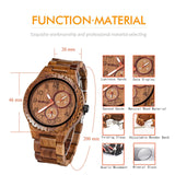 BEWELL Mens Wood Watch Quartz Analog Date Display Luminous Retro Handmade Wooden Wristwatch for Men (Walnut) BEWELL