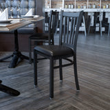 Flash Furniture HERCULES Series Black Vertical Back Metal Restaurant Chair - Black Vinyl Seat Flash Furniture
