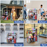 Mythinglogic Garage Sports Equipment Organizer, Baseball Storage Large Capacity, Sports Organizer for Garage with Hooks and Baskets, Ball Storage Rack for Football, Soccer Ball, Bat, Toys Mythinglogic