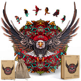 ESTROSO Wooden Puzzles for Adults - Bald Eagle Mandala 500 Piece Wooden Jigsaw Puzzle - 20.9x16.4 Inches - Giftable Wooden Box and Carrying Bag - Challenging Wooden Jigsaw Puzzles ESTROSO