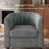 LINSY Accent Chair Ottoman Set: Chenille Barrel Chair with Foot Rest, Mid-Century Modern Small Reading Chair Upholstered Armchair with Footrest for Living Room Bedroom Study Room Office LINSY