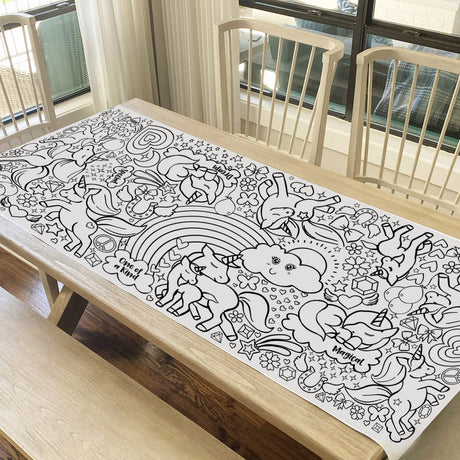Tiny Expressions Unicorn Coloring Poster for Kids - Rolled, No Creases 30" x 72" Large Coloring Tablecoth for Unicorn-Themed Birthday Parties - Magical Party Decorations for Girls Tiny Expressions