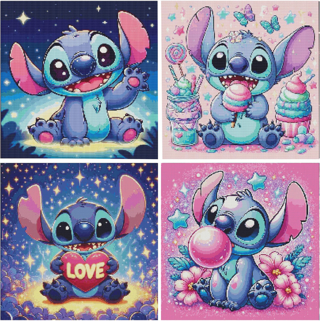 JAKI 4 Pack Cartoon Diamond Art Kits for Adults,Diamond Art Painting Kits for Adults,5D DIY Gem Art Kits for Home Wall Decor(12x12inch) JAKI