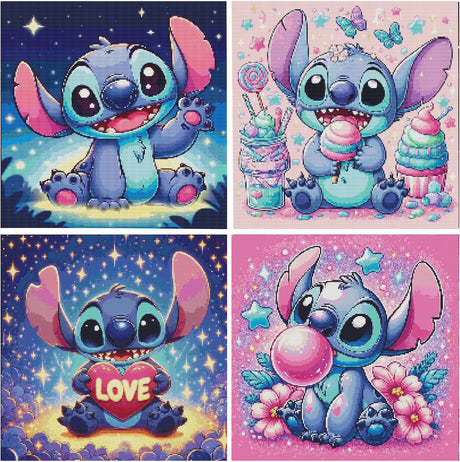 JAKI 4 Pack Cartoon Diamond Art Kits for Adults,Diamond Art Painting Kits for Adults,5D DIY Gem Art Kits for Home Wall Decor(12x12inch) JAKI