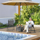 Yaheetech Outdoor Patio Chairs Set of 2, Folding Patio Chairs with Metal Frame, Armrests, Portable Dining Chairs for Camping, Lawn, Garden and Porch, Black Yaheetech