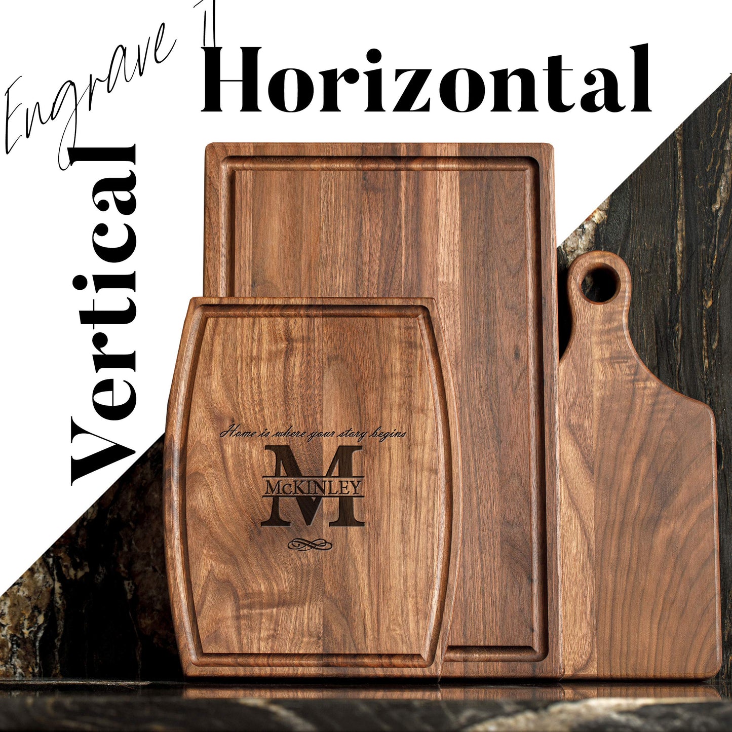 Luxtomi - Personalized Cutting Board With Coasters, Custom Cutting Board, Mineral Oil and Gift Wrap Available - Customize Your Own Chopping Board - WoodArtSupply