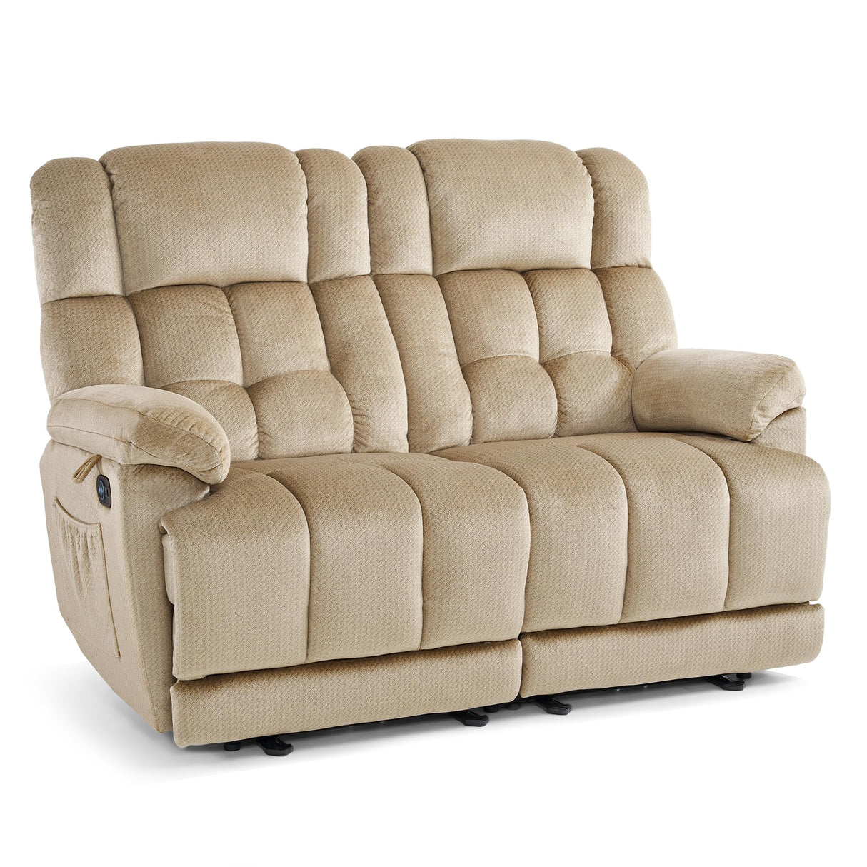 MCombo 58.7" Zero Gravity Power Loveseat Recliner with Heat and Vibration Massage, Reclining Loveseat Sofa with USB Ports for Living Room, Fabric 6237 (Beige) MCombo