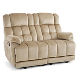 MCombo 58.7" Zero Gravity Power Loveseat Recliner with Heat and Vibration Massage, Reclining Loveseat Sofa with USB Ports for Living Room, Fabric 6237 (Beige) MCombo