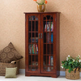 SEI Furniture Window Pane Storage Adjustable Shelves Display Cabinet, 47.75" H x 26.25" W x 9.5" D, Cherry SEI Furniture