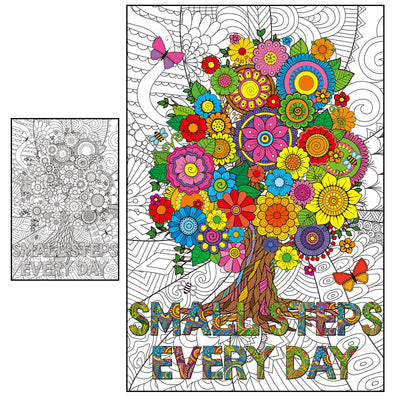 Naozinebi Giant Mandala Coloring Posters Large Coloring Posters Small Steps Every Day Jumbo Coloring Books Pages for Art Craft DIY Activity Coloring Sheet for Kids Adults Party Supplies Decoration